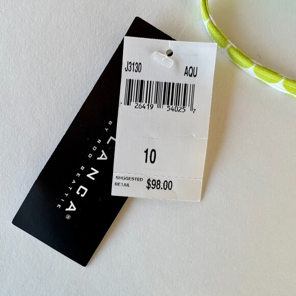 NWT La Blanca Polka Dot Padded Triangle Bikini Top in Aqua/Lime/Brown Size 10 - Picture 4 of 7